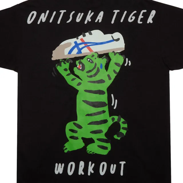 【Onitsuka Tiger】Onitsuka Tiger鬼塚虎-黑色老虎印花塗鴉短袖上衣(2183B623-001)