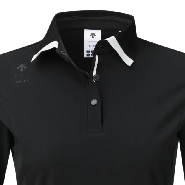 【DESCENTE】GOLF 迪桑特 女士 針織長袖高爾夫POLO衫(黑色/卡其色)