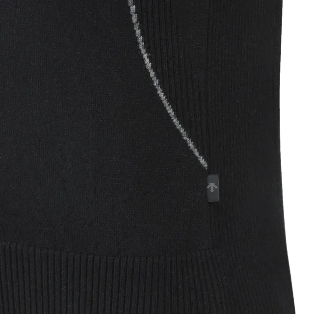 【DESCENTE】GOLF 迪桑特 女士 羊毛拼接高爾夫長袖上衣(黑色/白色)