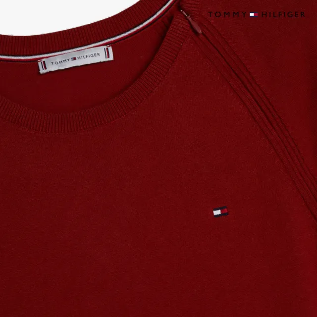 【TOMMY HILFIGER】官方旗艦館針織縫線合身喇叭連身裙_紅色