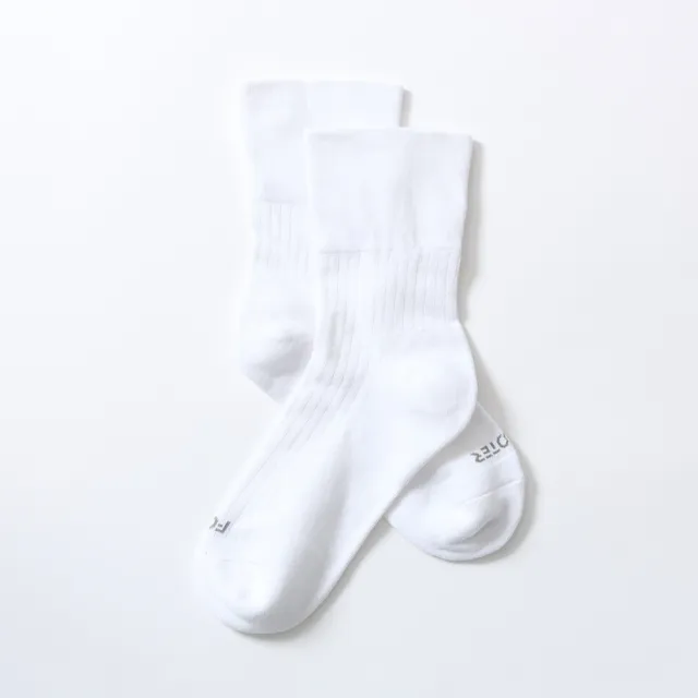 【FOOTER】微分子氣墊紳士素面寬口襪-男款-前後微厚(T51-白)