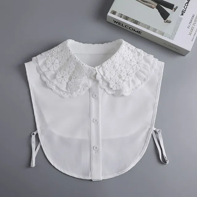 【米蘭精品】極速出貨 假領子襯衫領片(雙層翻領蕾絲花邊女裝配件74ko47)