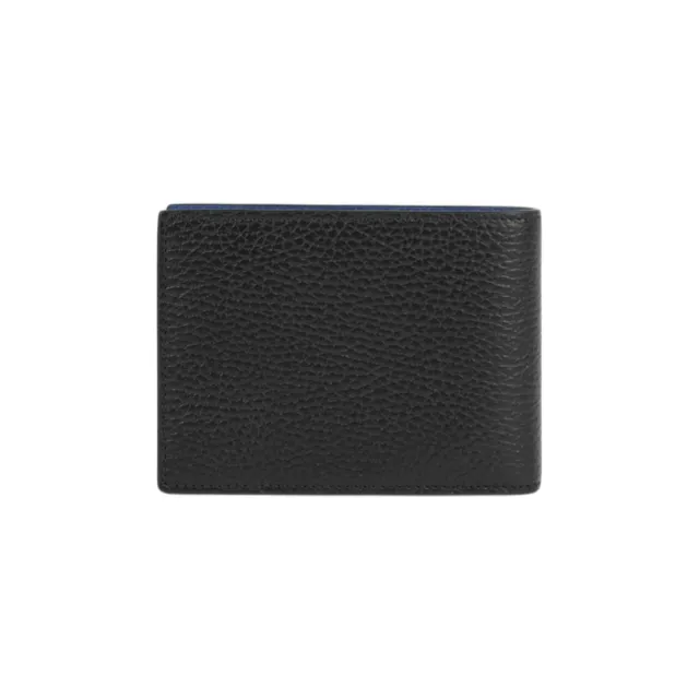 【GUCCI 古馳】金屬縫線雙G Logo 多卡層雙色短夾(黑色/藍色)