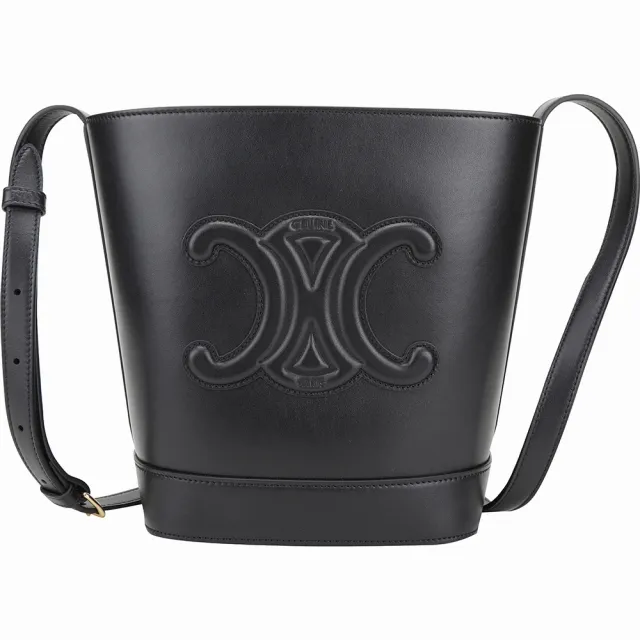 【CELINE】賽琳 Cuir Triomphe 小型 凱旋門標誌小牛皮斜背水桶包-2色可選(肩背包 斜背包 水桶包)