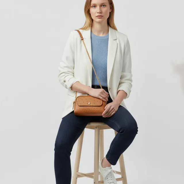 【M2nd】珍稀鴕鳥皮方便斜揹包(T75A)