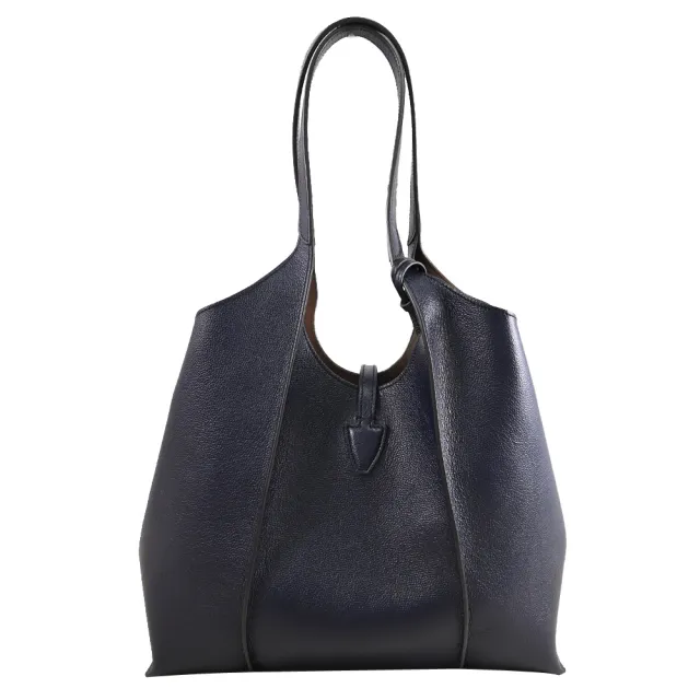 【TOD’S】TODS T Timeless 金屬T LOGO小牛皮附萬用袋大托特包(深藍)