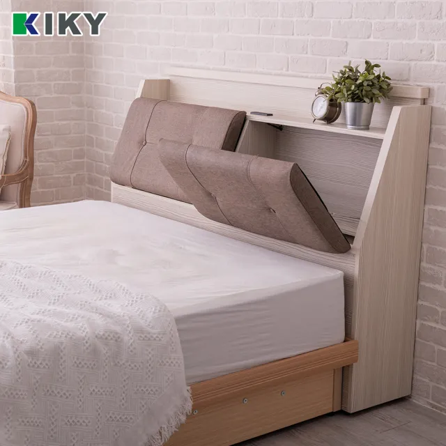 【KIKY】村上貓抓皮靠枕二件床組雙人5尺(床頭箱顏色自由配+六分抽屜床底)