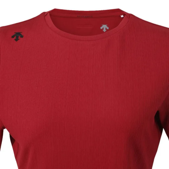 【DESCENTE】短袖上衣 女 快排 WOMENS RIBBED SHORT SLEEVE T-SHIRT 紅 SQ322PTS74-RED0