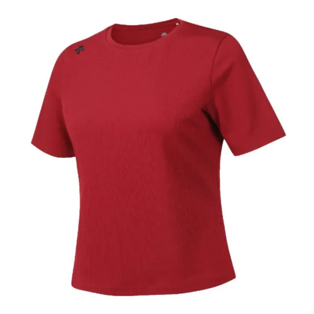 【DESCENTE】短袖上衣 女 快排 WOMENS RIBBED SHORT SLEEVE T-SHIRT 紅 SQ322PTS74-RED0