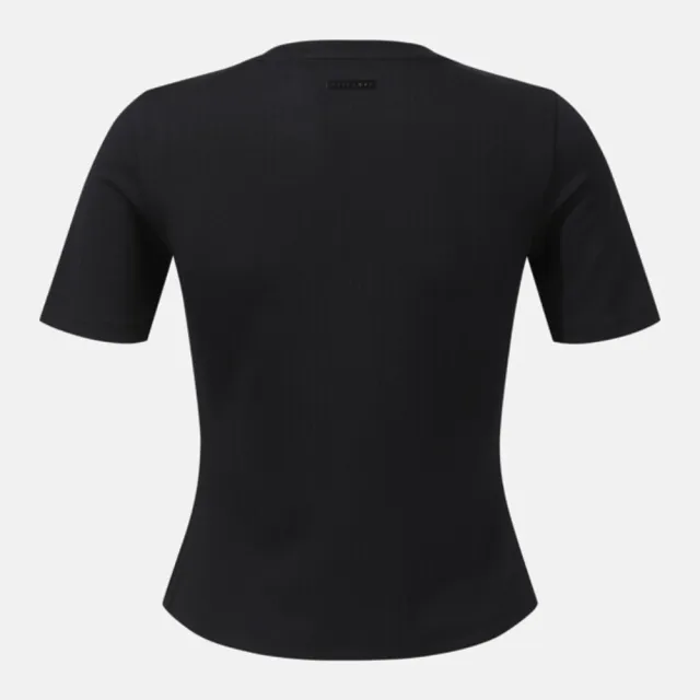 【DESCENTE】短袖上衣 女 快排 WOMENS RIBBED SHORT SLEEVE T-SHIRT 黑 SQ322PTS74-BLK0