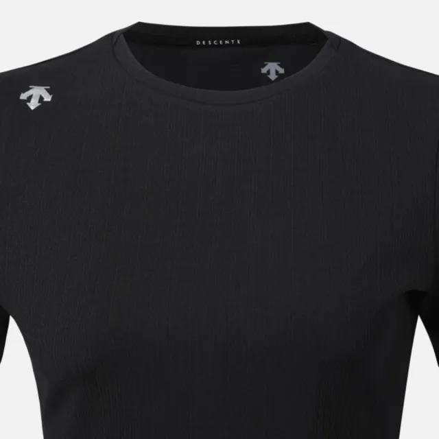 【DESCENTE】短袖上衣 女 快排 WOMENS RIBBED SHORT SLEEVE T-SHIRT 黑 SQ322PTS74-BLK0