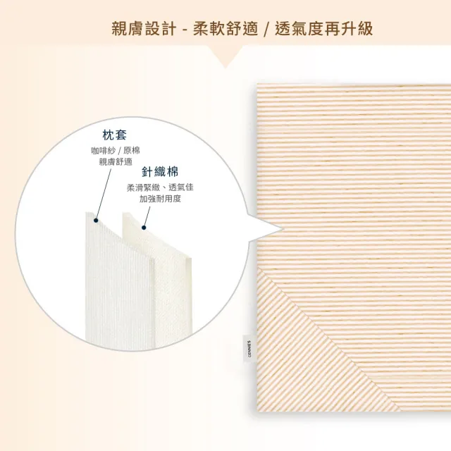 【Gennies 奇妮】透氣舒眠萬用平枕專用替換套(原棉)