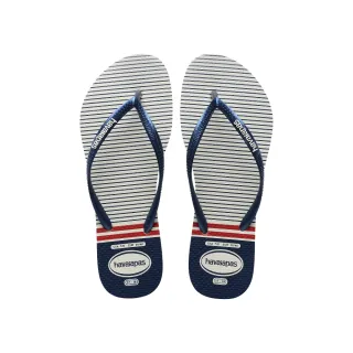 【havaianas 哈瓦仕】拖鞋 女鞋 夾腳拖 航海 線條 Slim Nautical 質感藍 4137125-0425W (哈瓦士)