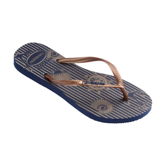 【havaianas 哈瓦仕】拖鞋 女鞋 夾腳拖 航海 錨點 Slim Nautical 玫瑰金 4137125-2356W (哈瓦士)