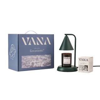 【VANA】北歐香氛暖燈禮盒｜無火安全融蠟｜可調光定時｜搭配蠟燭｜木質辛香調｜森林綠 幾何金屬款｜融蠟燈