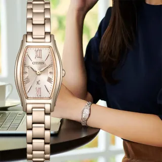 【CITIZEN 星辰】XC 限量 優雅大三針酒桶型光動能女錶 手錶-玫瑰金 母親節 禮物 送禮(EW5546-56X)