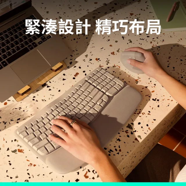 【Logitech 羅技】Wave Keys人體工學鍵盤 - 迷霧灰