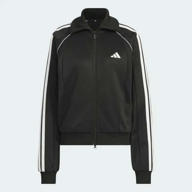 【adidas 愛迪達】Stsv Track Top 女 立領外套 休閒穿搭 運動外套 黑 白(KF8280)