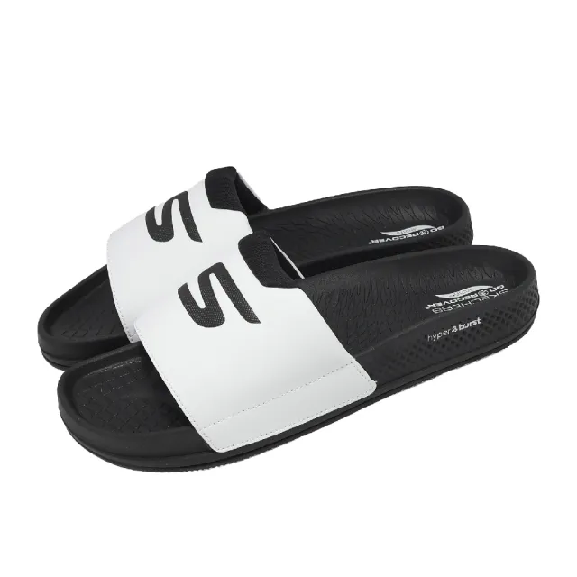 【SKECHERS】涼拖鞋 Arch Fit Hyper Slide 男鞋 白 黑 輕量 彈力拖鞋 229254WBK