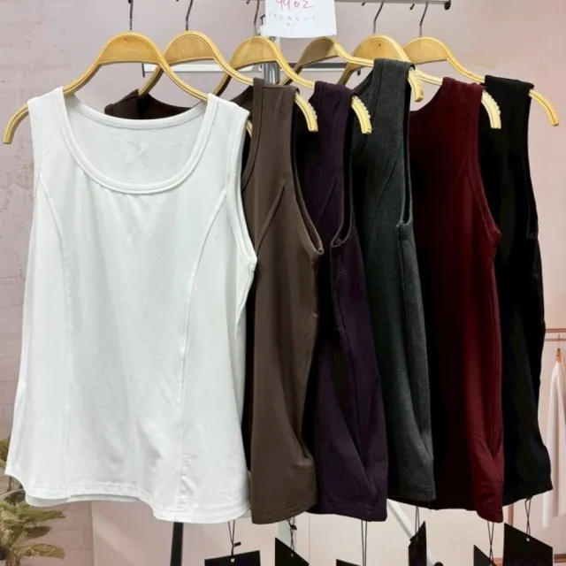 【SuperWands】百搭素色彈性修身無袖背心