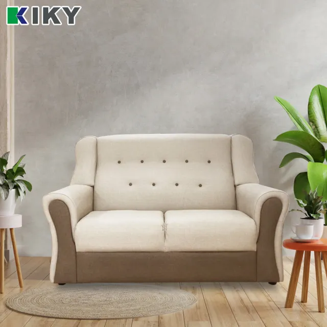 【KIKY】台灣製2人座貓抓皮金吉拉雙色沙發