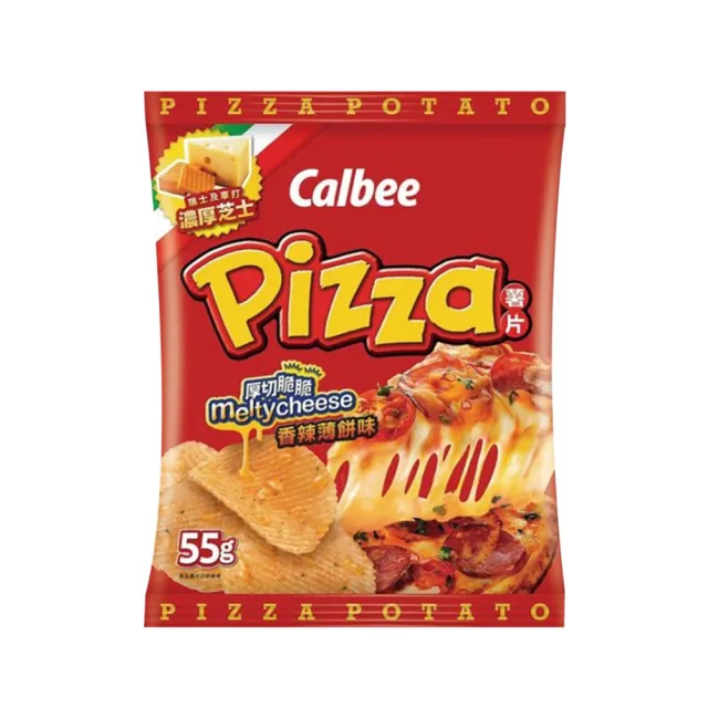 【Calbee 卡樂比】薯片任選-披薩/原味/番茄/香辣披薩(55g) 3入組