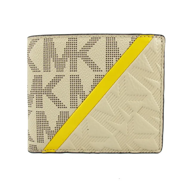 【Michael Kors】COOPER新款壓印LOGO鈔票/八卡短夾(奶茶黃)