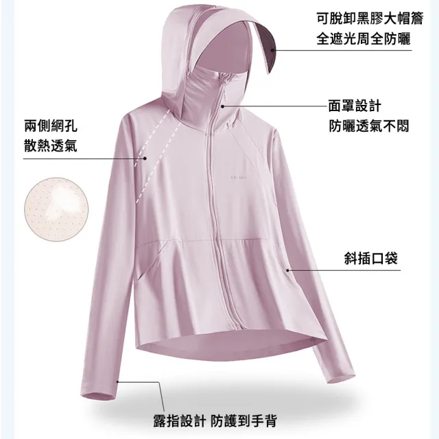 【MUAN】UPF50+ 黑膠防曬衣 夏季女士冰絲連帽外套 抗紫外線 輕薄透氣 騎車通勤必備(防曬外套)