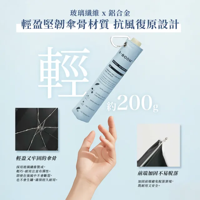 日本 R．BOOM 晴雨兼用折傘 (夏日必備 防曬隔熱抗UV 拉鍊大開口 掛勾傘套好收納)