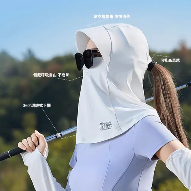 【MUAN】輕薄透氣防曬面罩 全臉一體防護遮陽帽（夏季騎行防曬頭套/抗UV防曬口罩/護頸面罩/機車族必備）