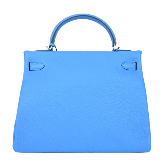 【Hermes 愛馬仕】Kelly 32CM A年 TOGO 牛皮手提/肩背凱莉包(B3海島藍/銀釦)