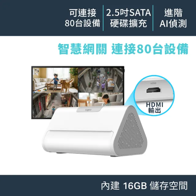【TP-Link】Tapo H500 智慧網關 進階AI偵測 支援最高16台監視器&64個感應器 無線&有線連接