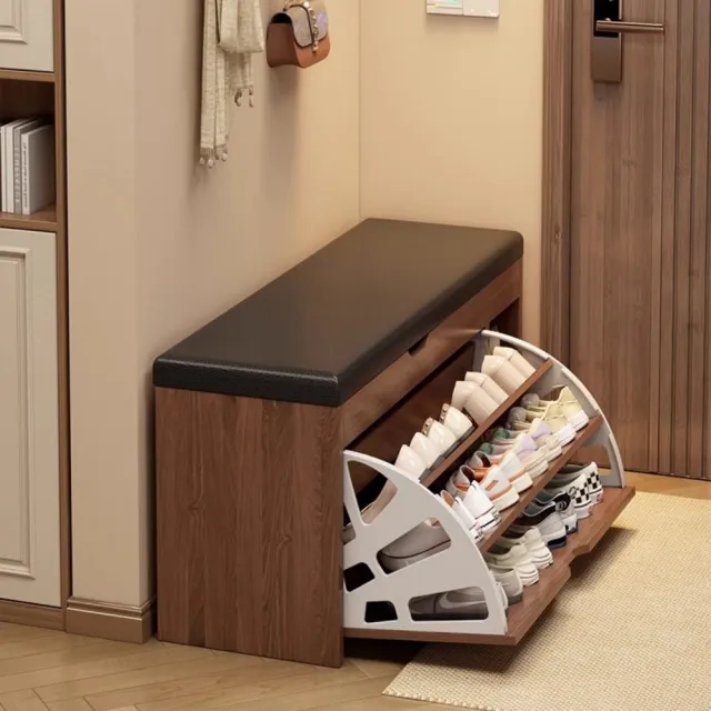 【諾必行】入戶鞋櫃 100cm玄關換鞋櫃 換鞋凳 翻蓋鞋子收納櫃 鞋子置物架