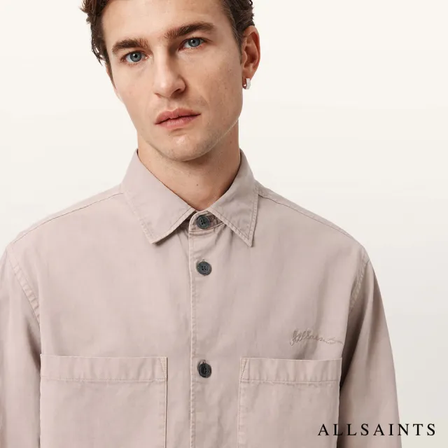 【ALLSAINTS】ROHDI 刺繡長袖襯衫-粉 (寬鬆版型)