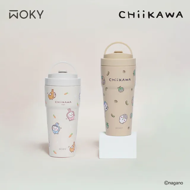 【WOKY 沃廚】CHIIKAWA吉伊卡哇 渾圓杯770ml-附彈跳&矽膠吸管(1.0上蓋；隨行杯/吸管杯/飲料杯/保溫杯)
