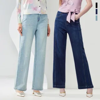 【MYVEGA 麥雪爾】MA褲耳刷色丹寧牛仔九分落地彎刀褲/喇叭長褲-多款任選(日系/丹寧/牛仔褲/女下著/寬褲)