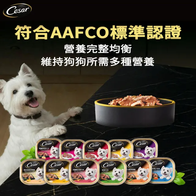 【Cesar 西莎】momo獨家組 寵物/狗罐頭/狗食 任選(餐盒*12+蒸鮮包*4)