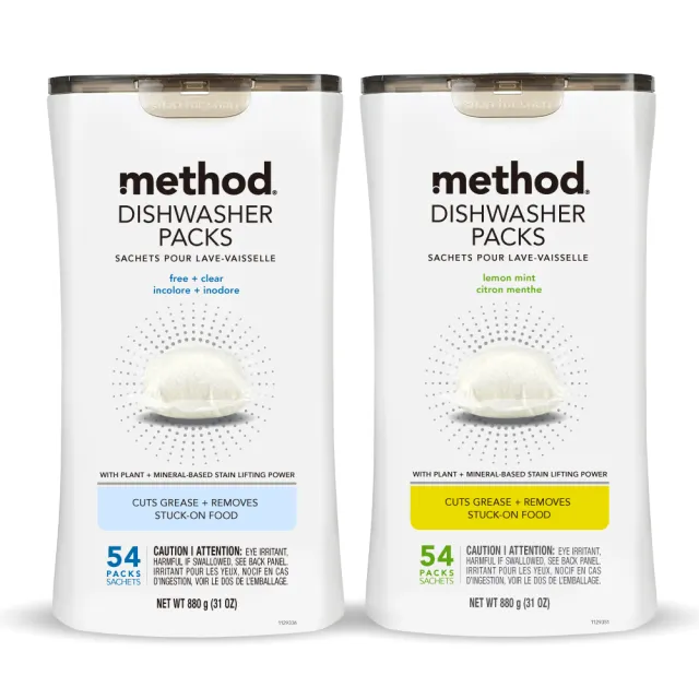 【method 美則】潔淨三效聰明洗碗球54顆x2(無香料 萊姆薄荷 洗碗機用 洗碗錠)