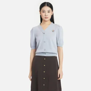 【KeyWear 奇威名品】泡泡袖V領針織上衣