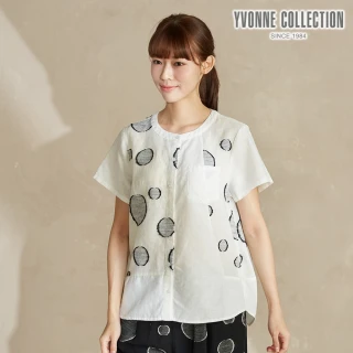 【YVONNE 以旺傢飾】棉麻圓圈剪花短袖開襟衫-白