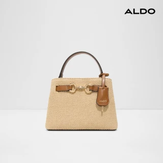 【ALDO】MARINIA-優雅編織皮革拼接手提包/斜背包(淺棕色)