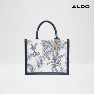 【ALDO】PALMERA-藍白花卉圖騰設計托特包/斜背包(白色)