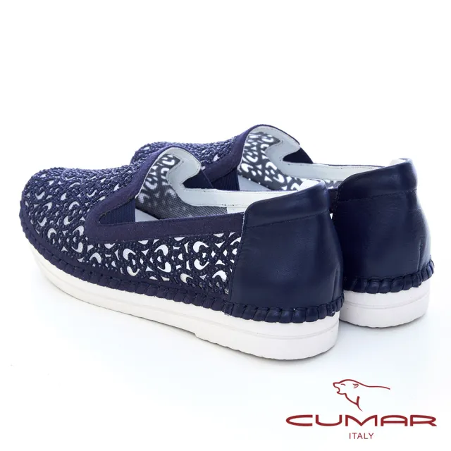 【CUMAR】水鑽鏤空透氣樂福休閒鞋726-1365 (藍色)