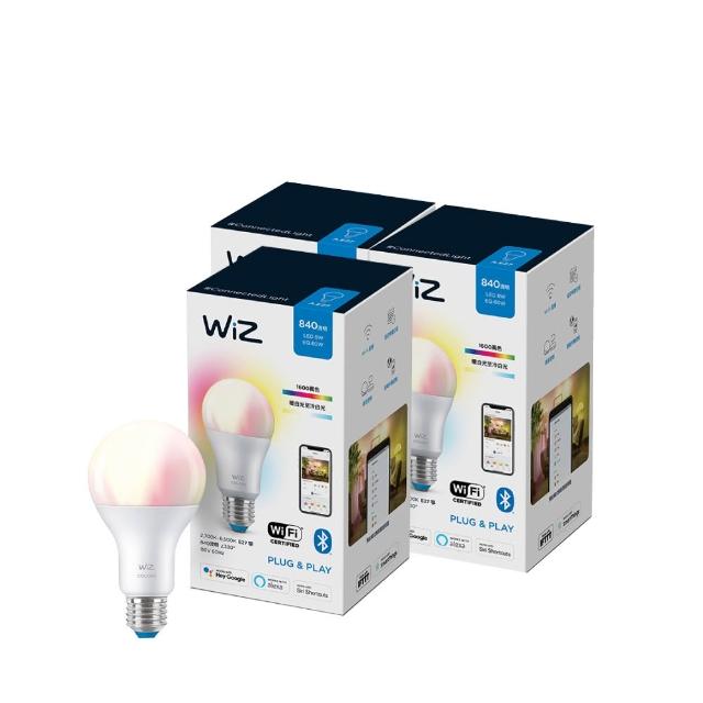 【Philips 飛利浦】Wi-Fi WiZ 智慧照明 超值組 全彩燈泡 3入裝(PW04N)