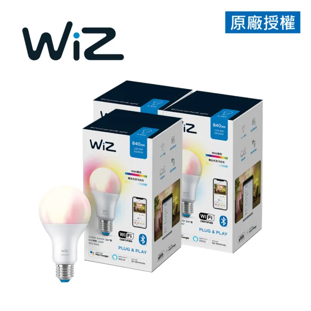 【Philips 飛利浦】Wi-Fi WiZ 智慧照明 超值組 全彩燈泡 3入裝(PW04N)
