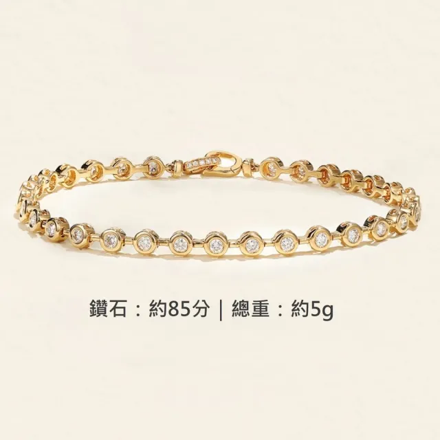 海斯珠寶 85分天然鑽石 F/VVS1 18K金滿圈泡泡手鍊 雙扣頭設計 質感百搭手環 疊戴款 送禮推薦