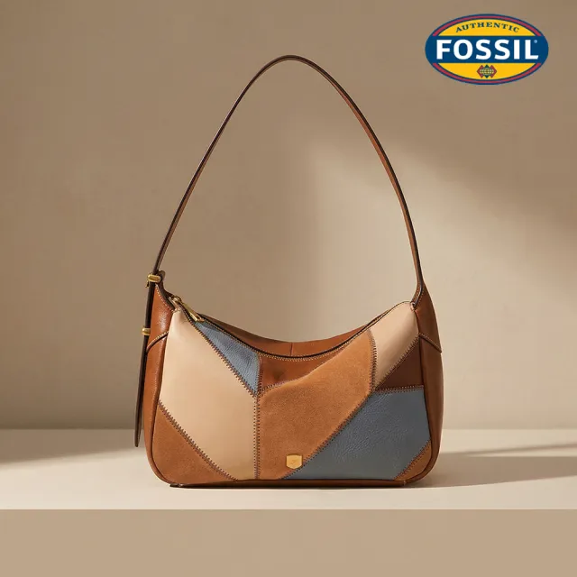 【FOSSIL】Dillon 真皮文青風肩背包-異色拼接 ZB11187186