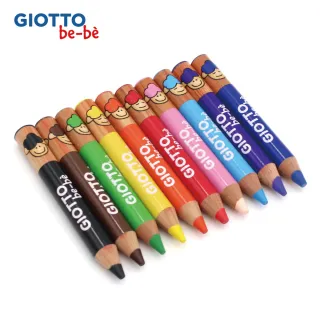 【GIOTTO】可洗式寶寶木質蠟筆-10色(B款)｜筆筒裝 兒童蠟筆 蠟筆 無毒蠟筆 寶寶蠟筆 不髒手 水洗蠟筆