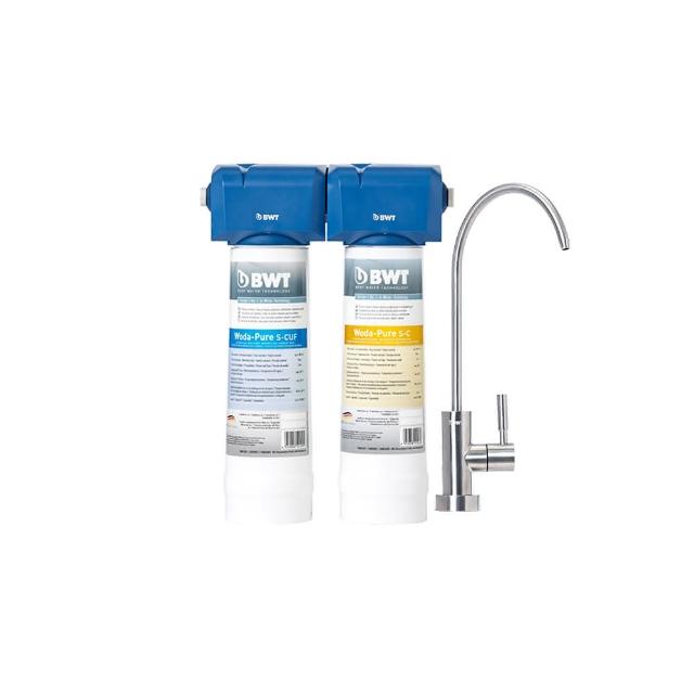 BWT德國倍世 PURE 2-WP BWT 德國倍世 PURE 2-WP 櫥下型淨水器,採用德國原裝進口除鉛活性碳濾芯(第一道)與中空絲膜濾芯(第二道),每組濾芯容量達 12,000 公升,提供高效淨水效果。適閤家庭使用,2 公升以下容量,產地其他國家,公司貨保固 1 年,確保飲水安全與純淨。