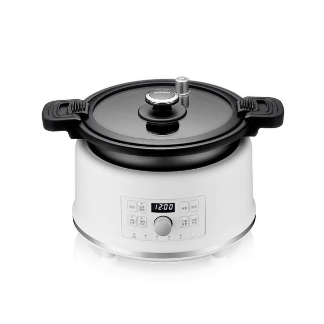  KINYO PCO-2550 萬用鍋，專為4人家庭設計，鋁合金內鍋耐用不沾，700~800W功率快速煮食。尺寸W330xH215xD270 mm，白色系時尚外觀，110V/60Hz適用臺灣。配件含飯匙、量杯、電源線，中國製造，享1年保固及BSMI R4A106認證。多功能蒸煮煮飯，輕鬆料理美味佳餚。 